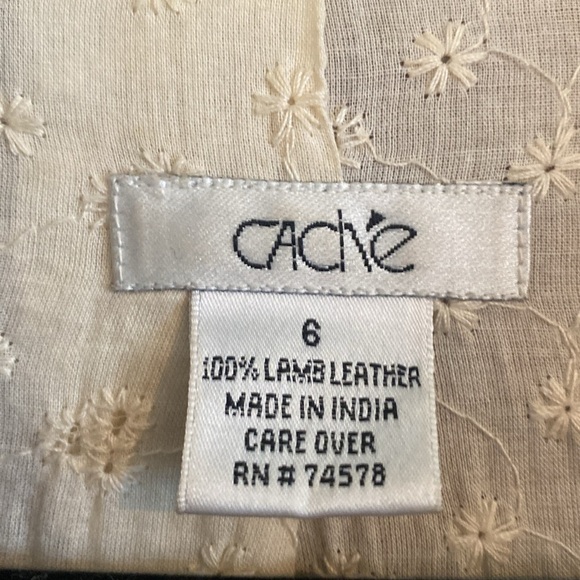 Cache Lamb Leather Blazer vintage sz 6 - Picture 3 of 13